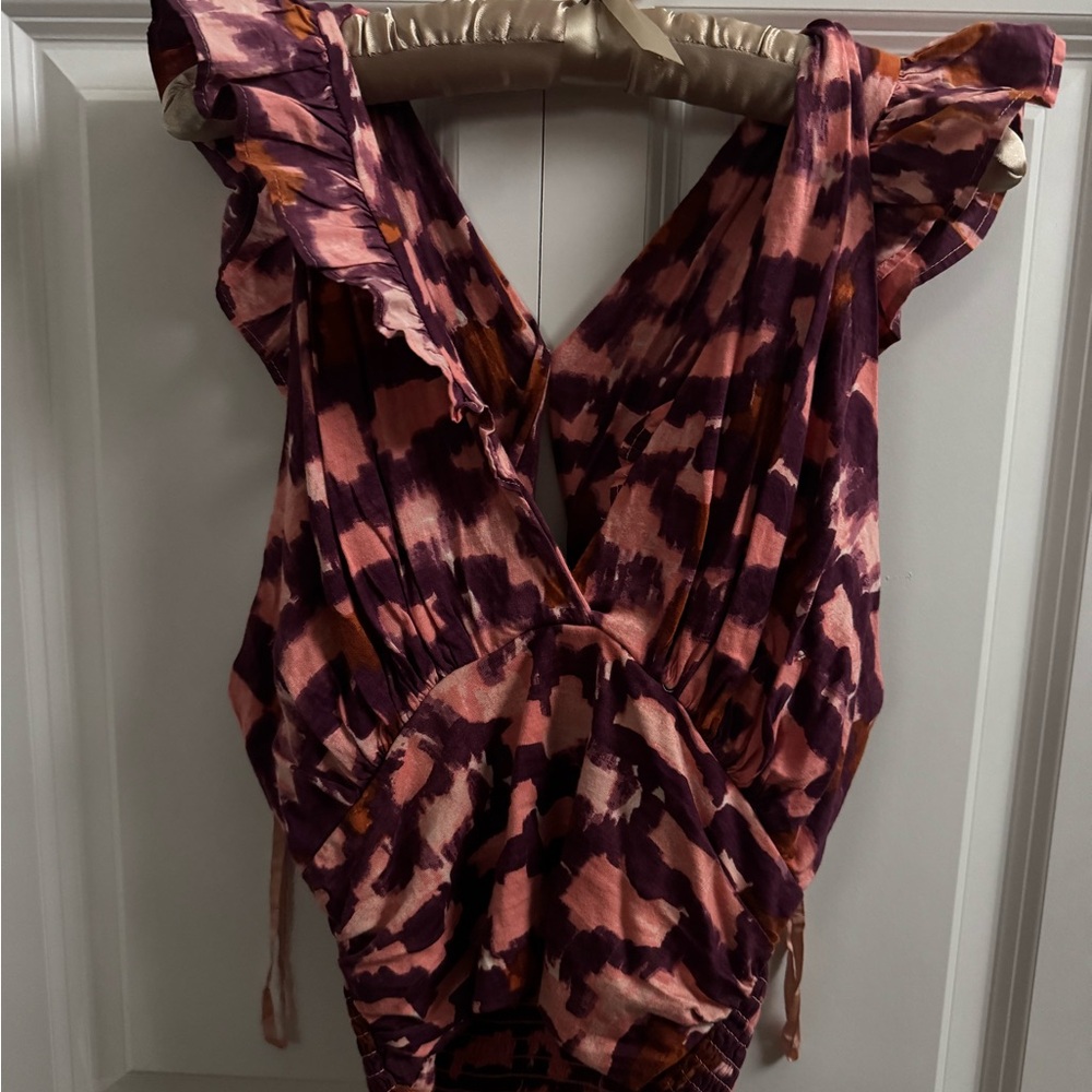 Anthropologie Purple and Pink Ruffled Tank